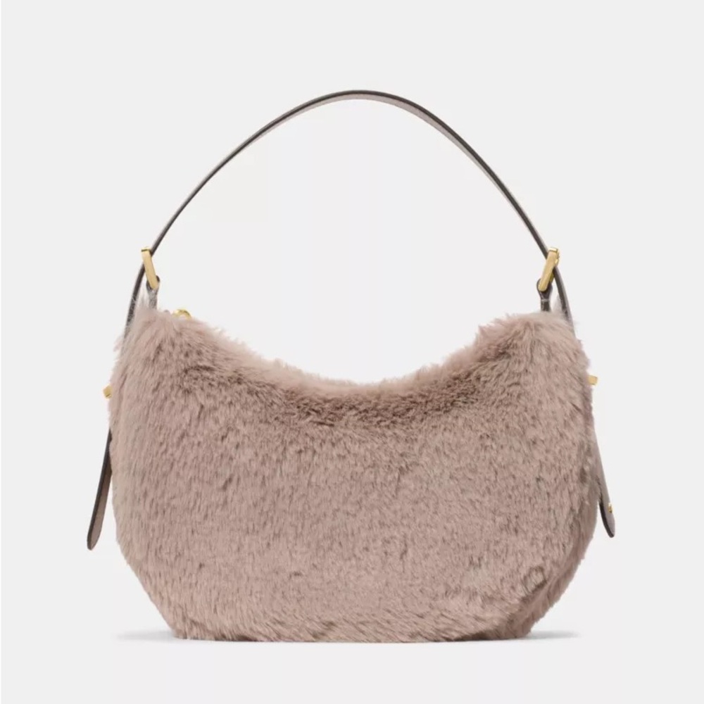 Kate Spade Nova Faux Fur Crescent Shoulder Bag - Cozy Grey